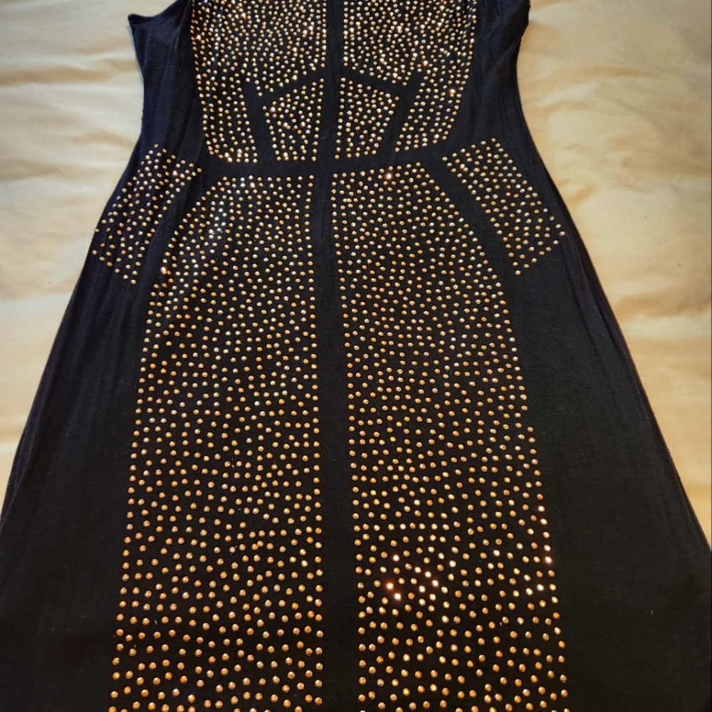 Black Guess Bodycon Dress Copper Studs